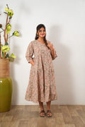 Peach paisley cotton midi dress