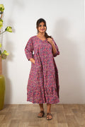 Deep magenta cotton midi dress