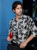 Men's Regular Fit Abstract Floral Printed Casual Shirt