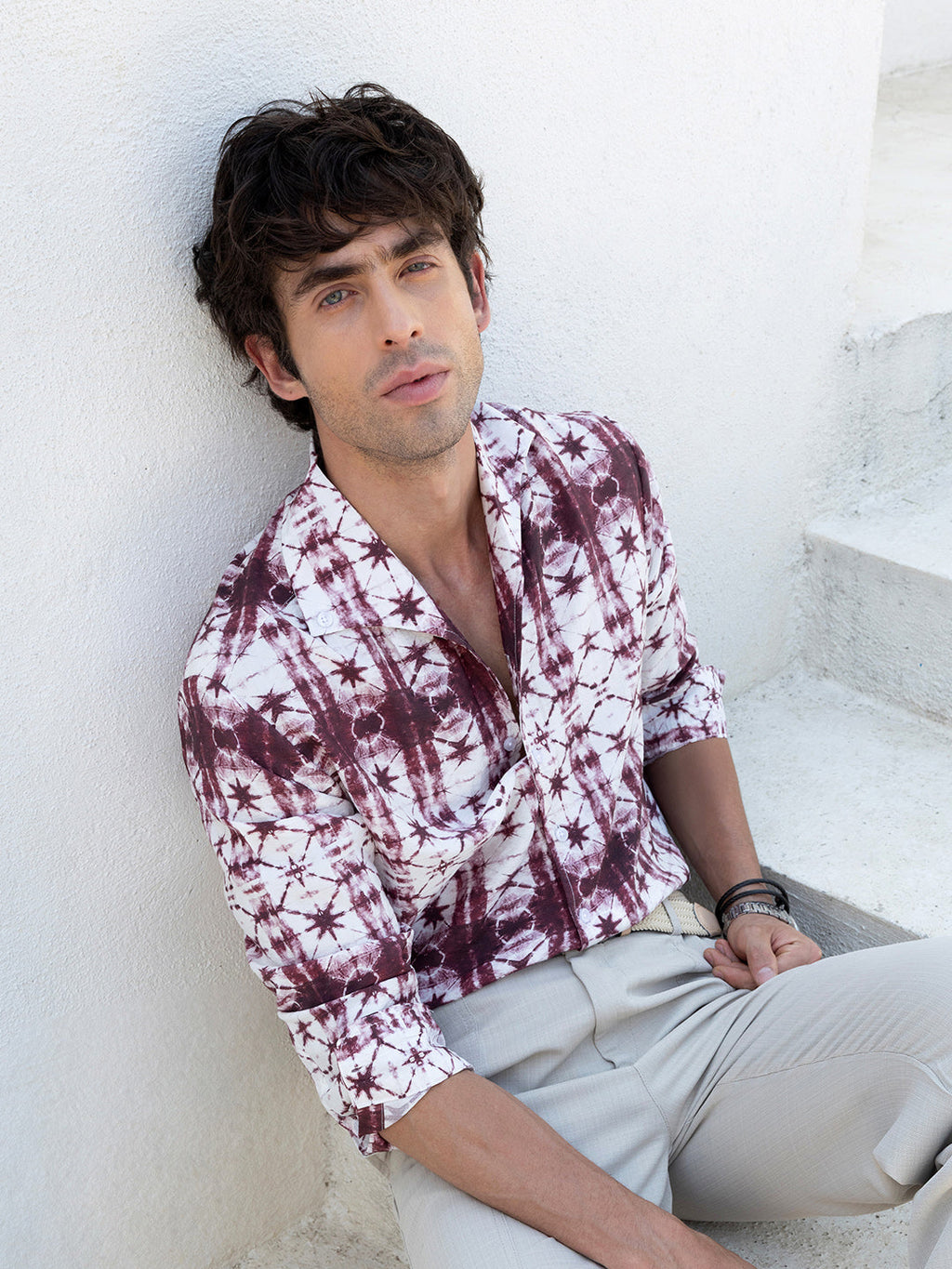 Men's Tie-Dye Cuban Collar Casual Shirt