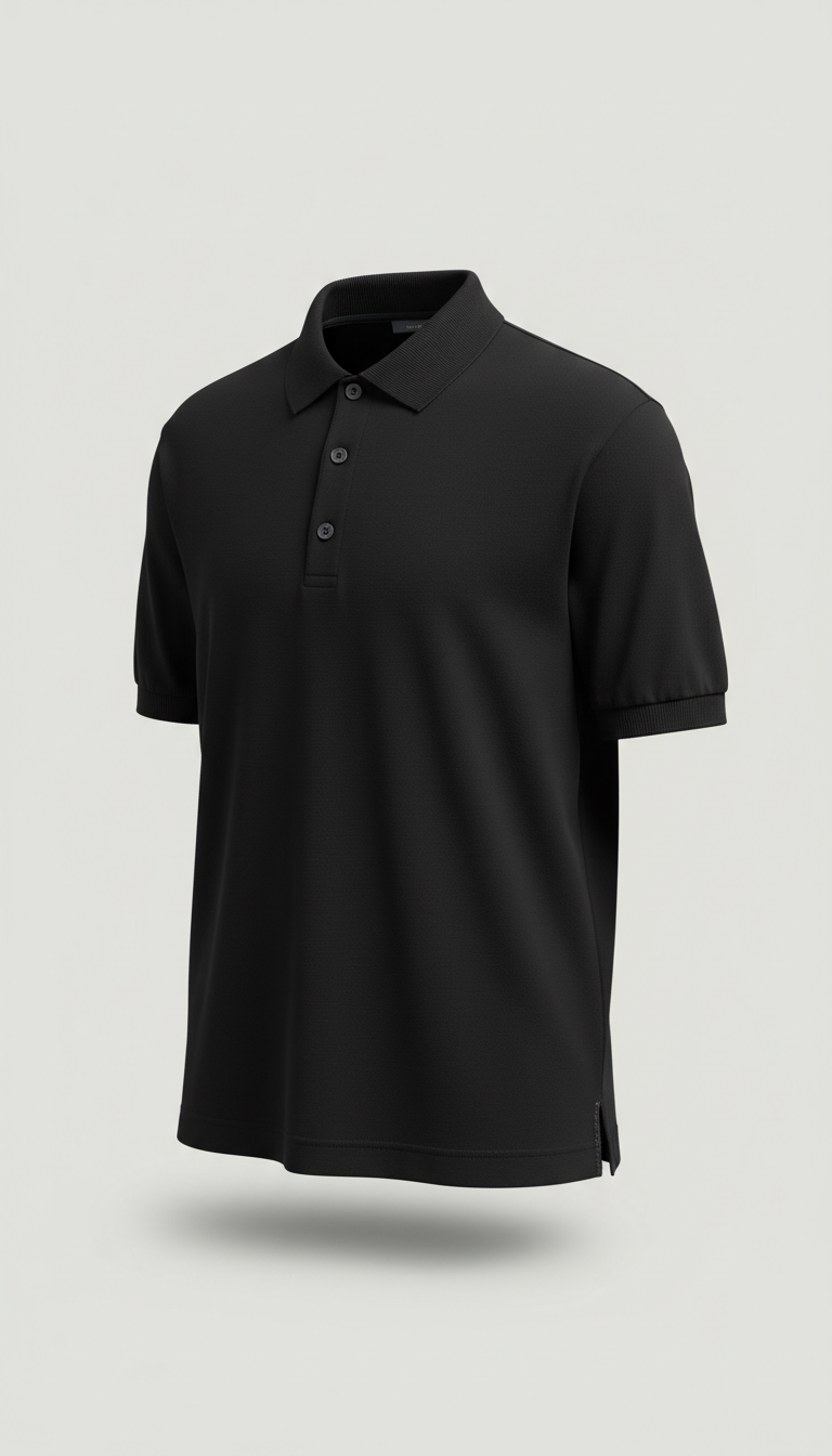 Vintage-Inspired Ink Black Polo